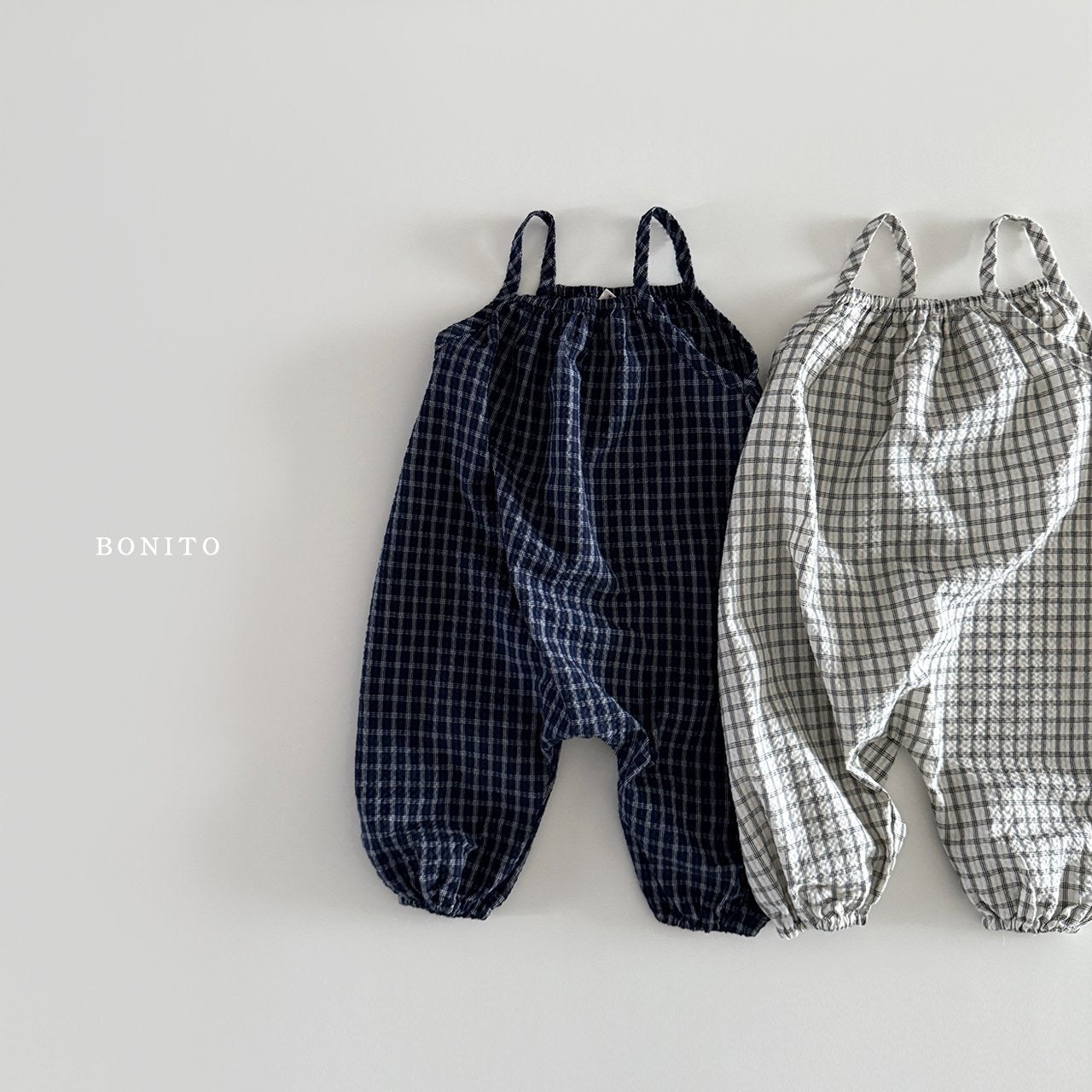 bonito check string overalls (70-125cm)