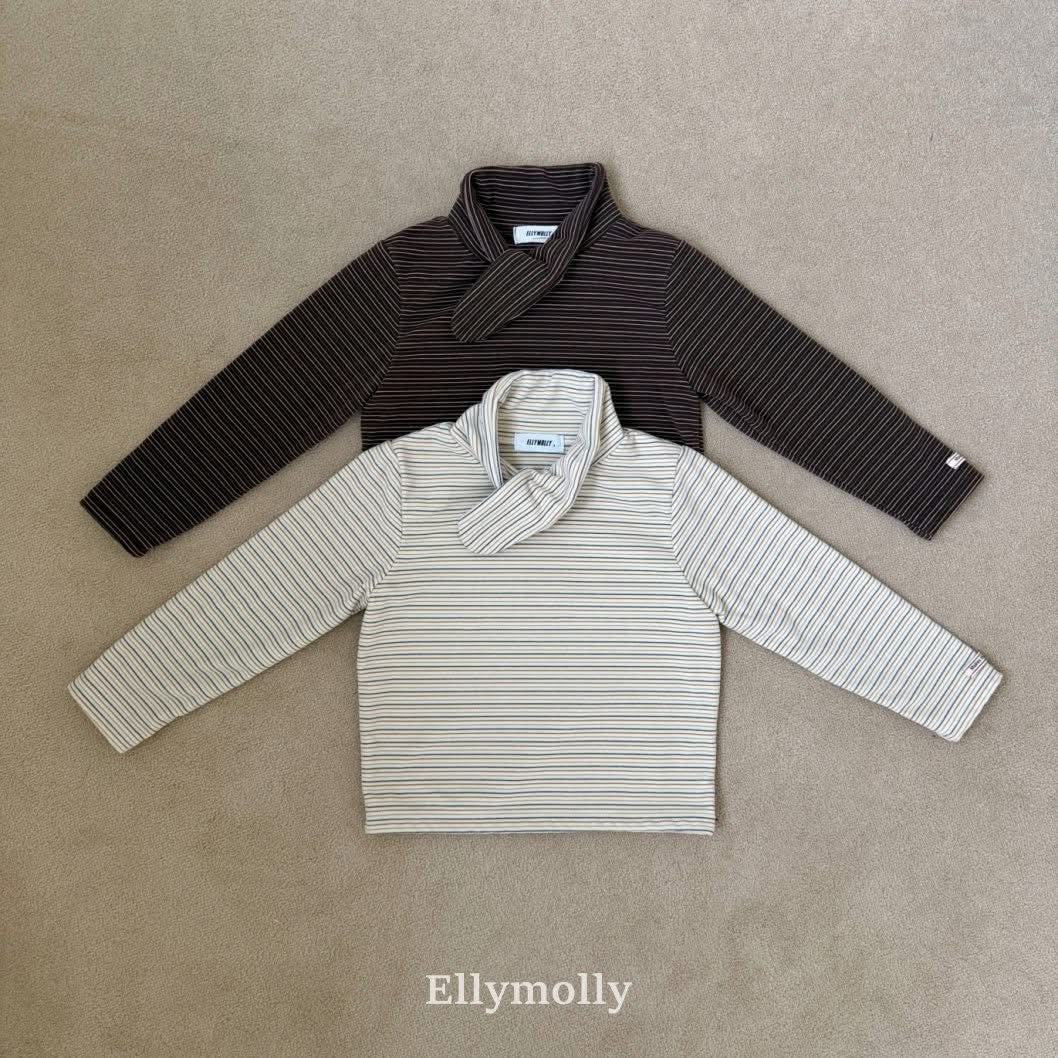 EllyMolly 圍巾造型領條紋上衣 (90-160cm)