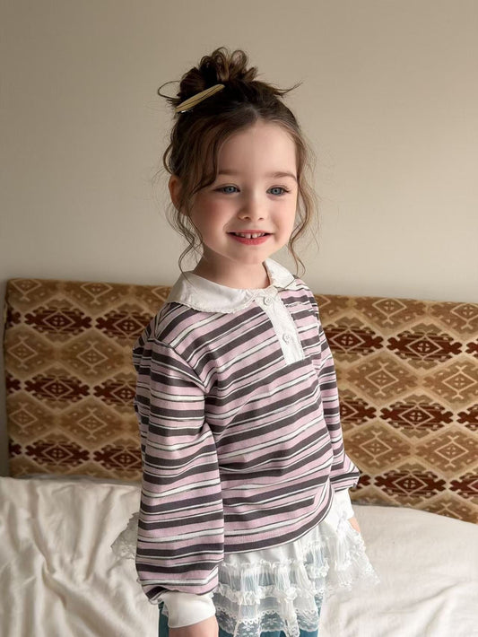 aiai cherry line collar red t-shirt (95-140cm)