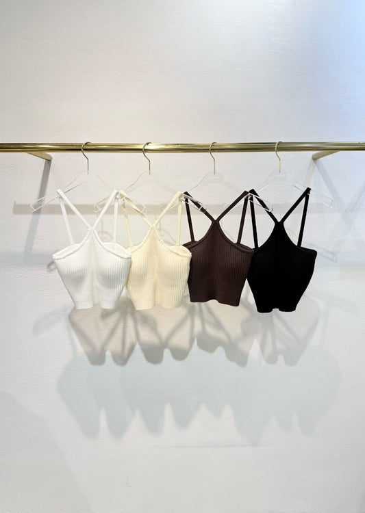 坑條交叉型短版bra top