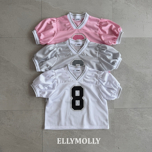ELLYMOLLY mesh puff v-neck t (90-160cm)