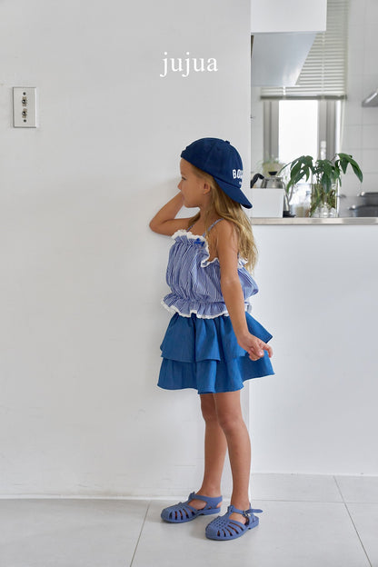jujua denim tiered skirt (80-120cm)