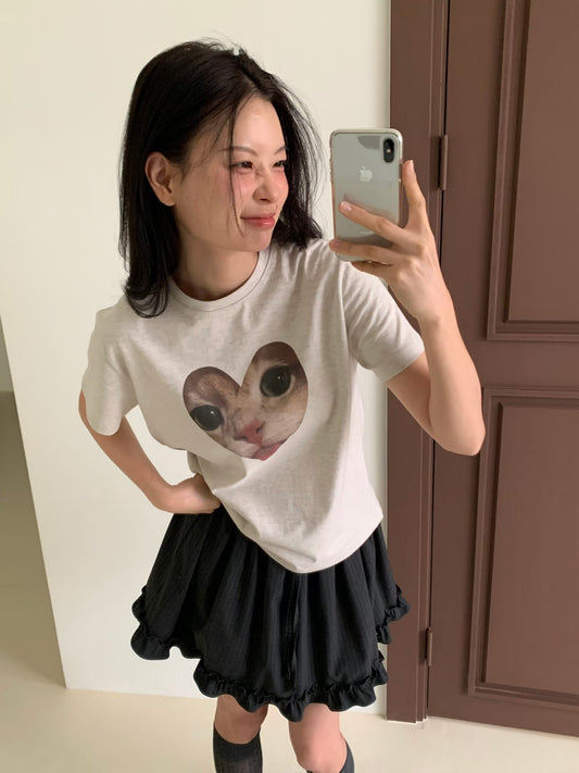 可愛貓星人愛心Tee *共2色