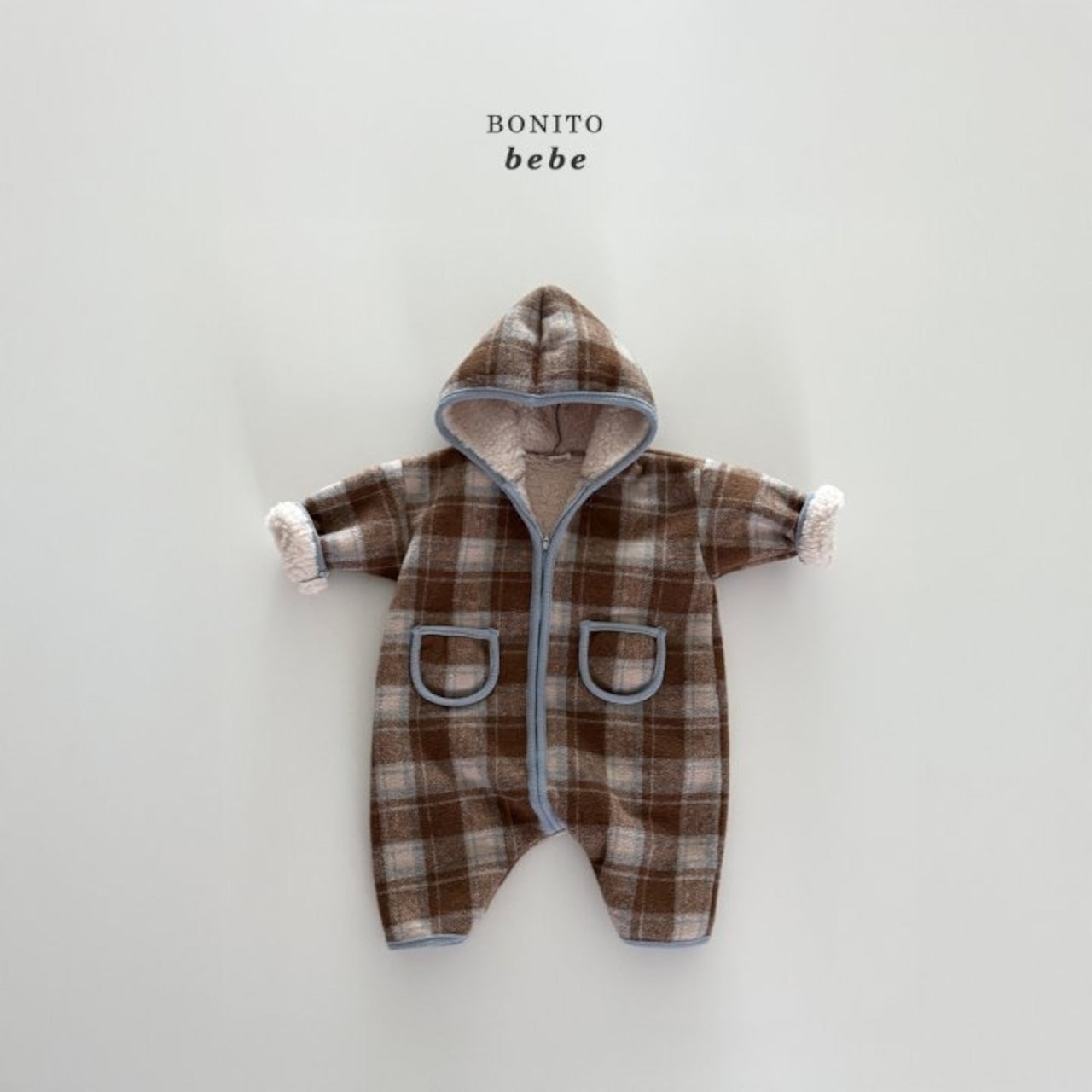 Bonito checked dumble hooded rompers (3-18m)