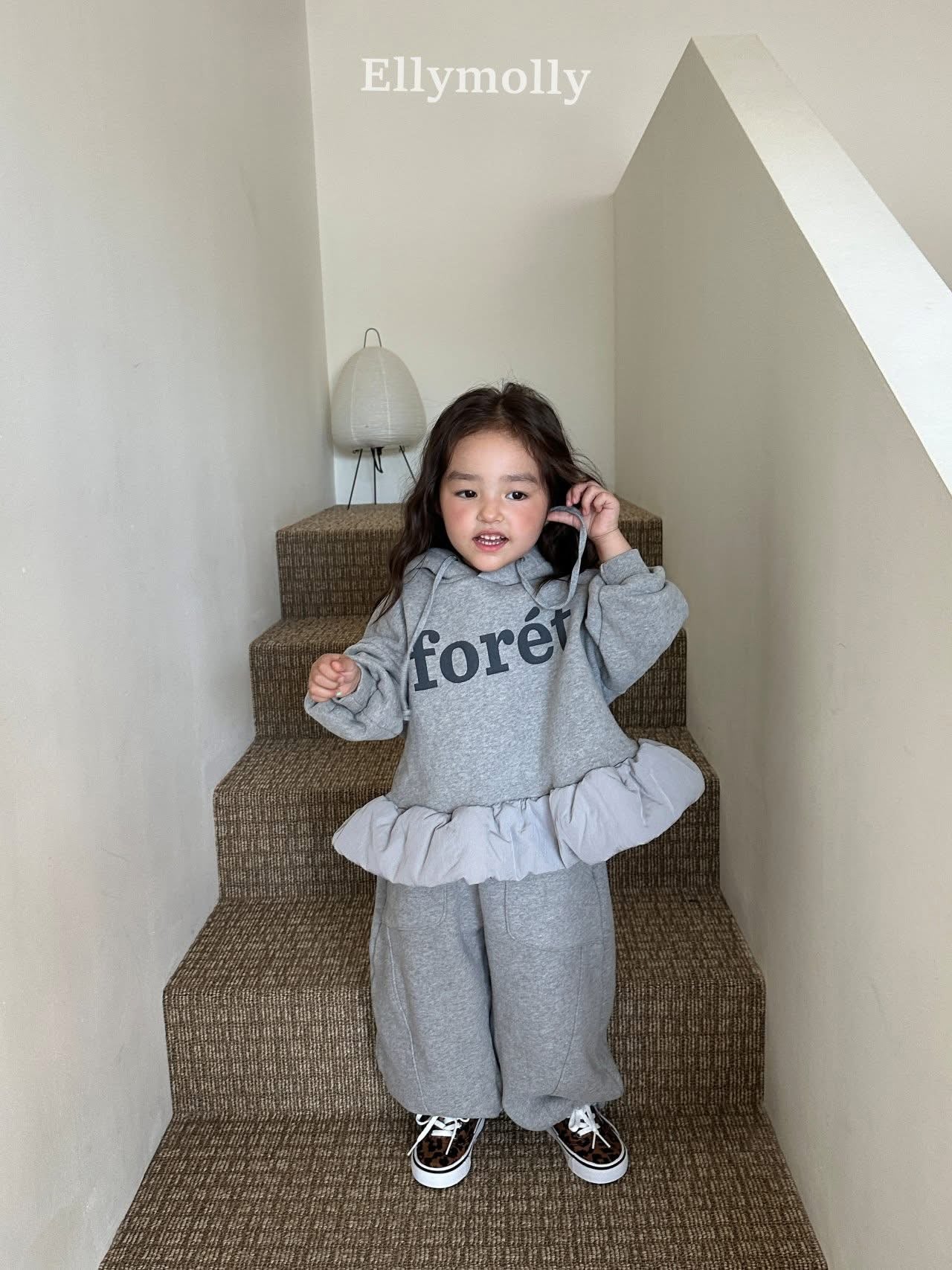 EllyMolly 車線寬版抽繩長褲 (90-160cm)