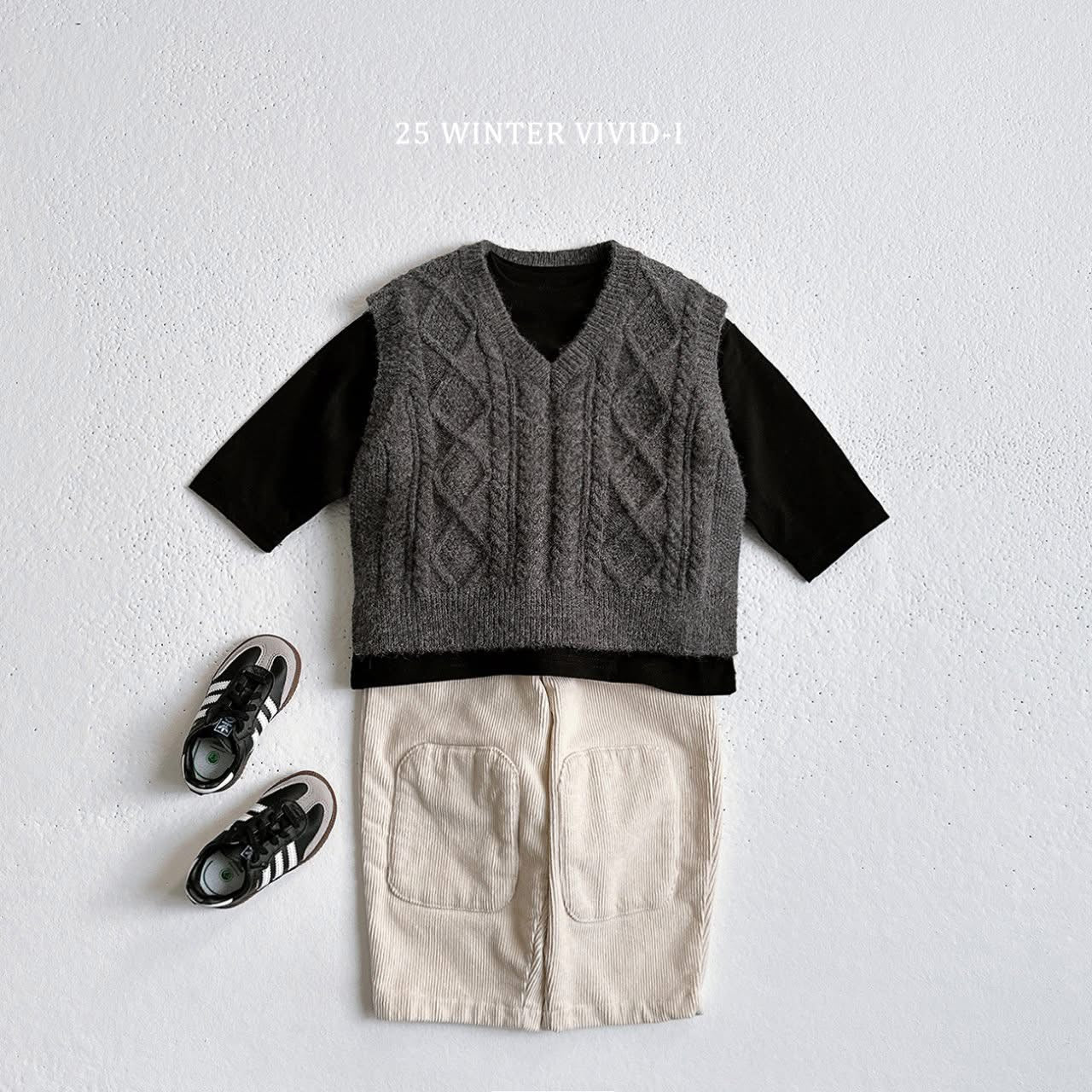 Vivid 麻花針織背心 (75-120cm)