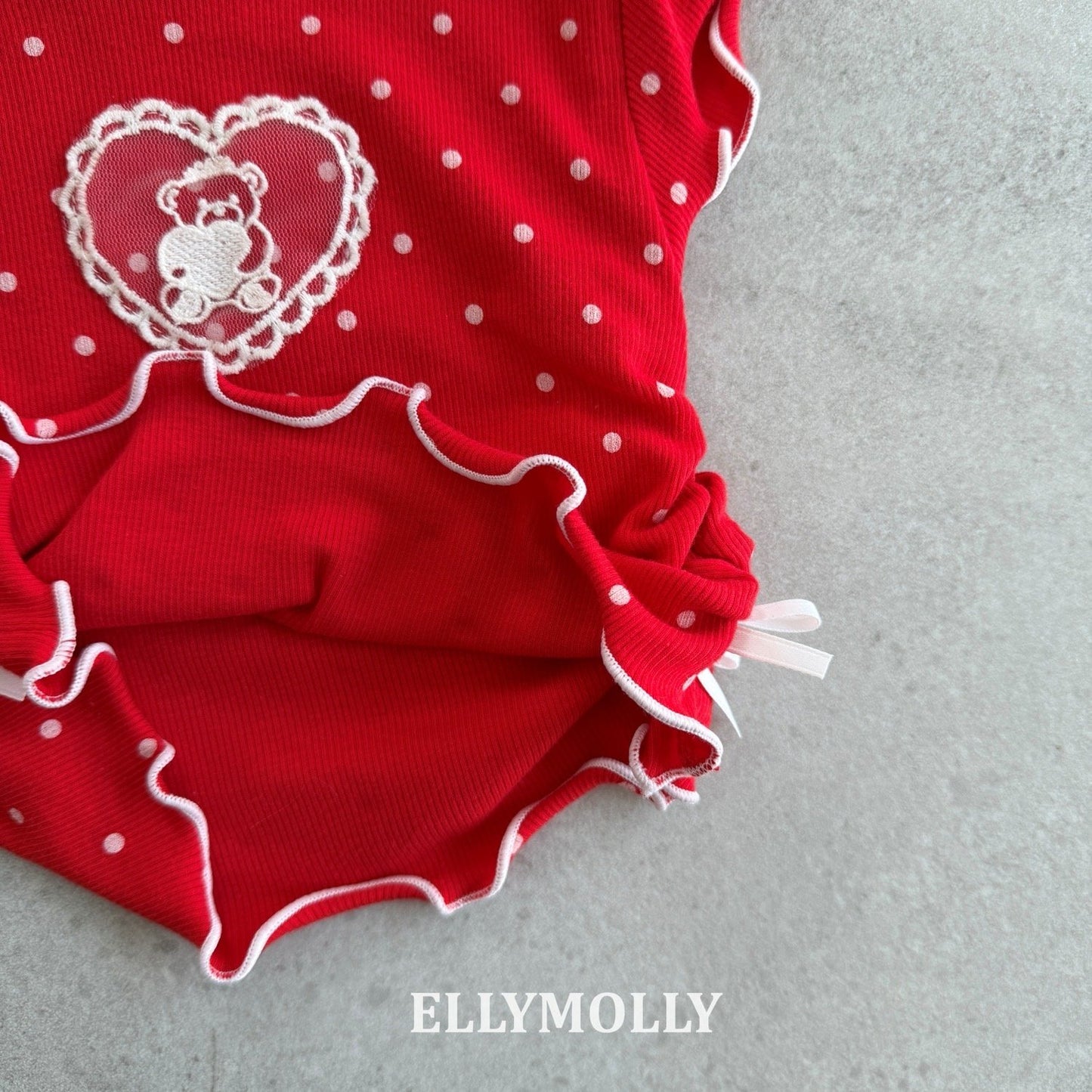 ELLYMOLLY dot me shirring t-shirt （90-145cm)