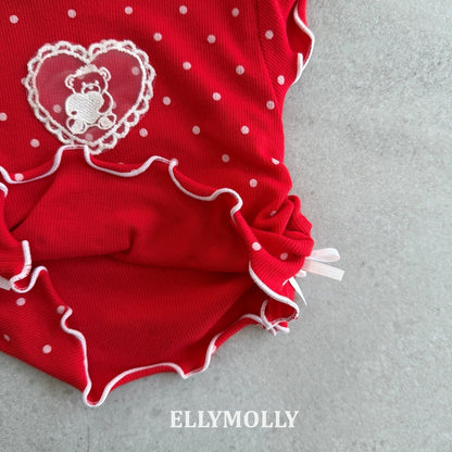 ELLYMOLLY dot me shirring t-shirt （90-145cm)