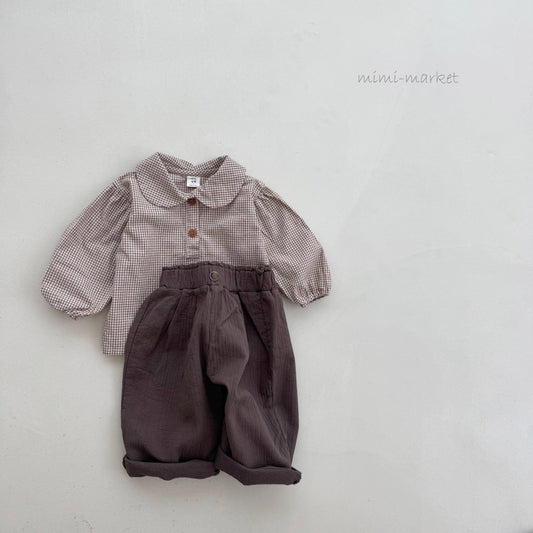 mimi market short check blouse (bebe70-85cm)