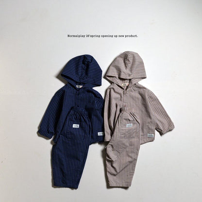 normalplay peterpan check hoodie (75-140cm)