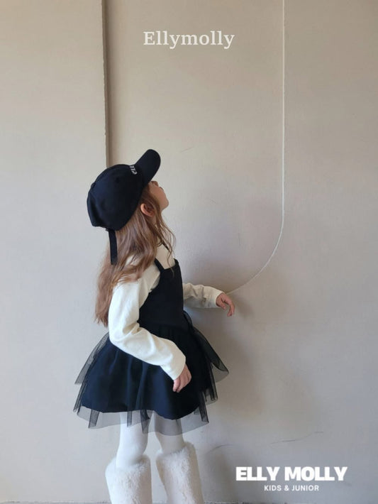 EllyMolly 絎縫吊帶網紗裙 (90–145cm)