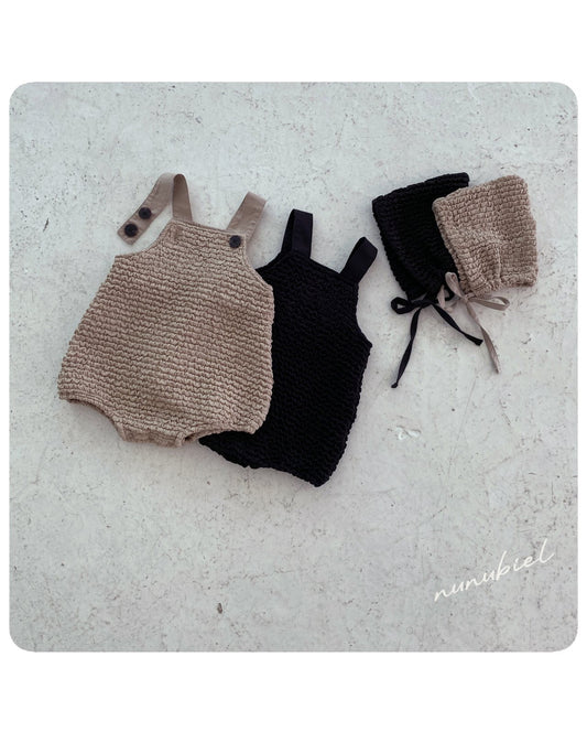 nunubiel blergy romper & bonnet (3-18m)