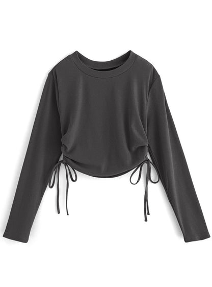 側綁繩純色上衣