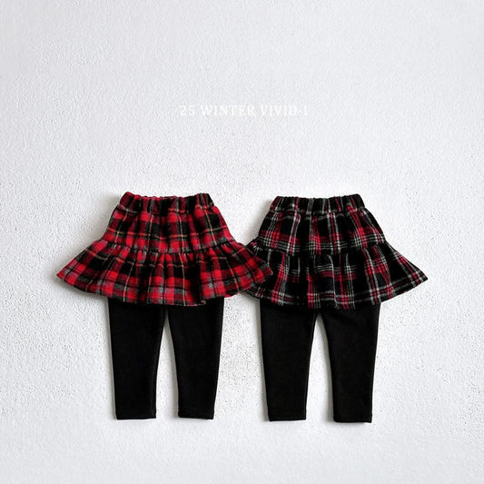 Vivid 經典紅格紋裙褲 (75-135cm)