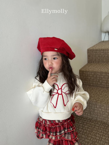 EllyMolly 毛絨絨蝴蝶結刺繡上衣 (90-145cm)