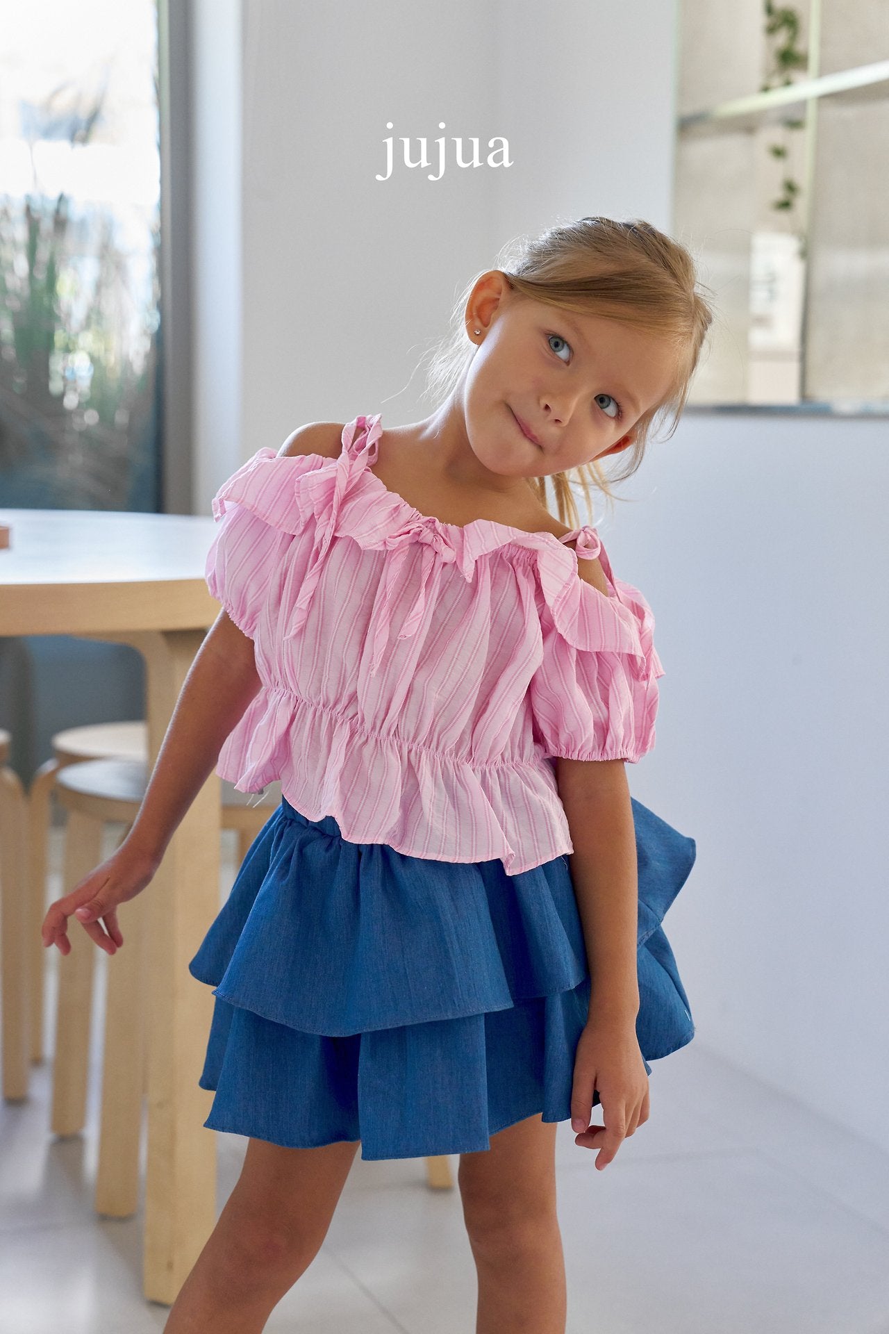 jujua denim tiered skirt (80-120cm)