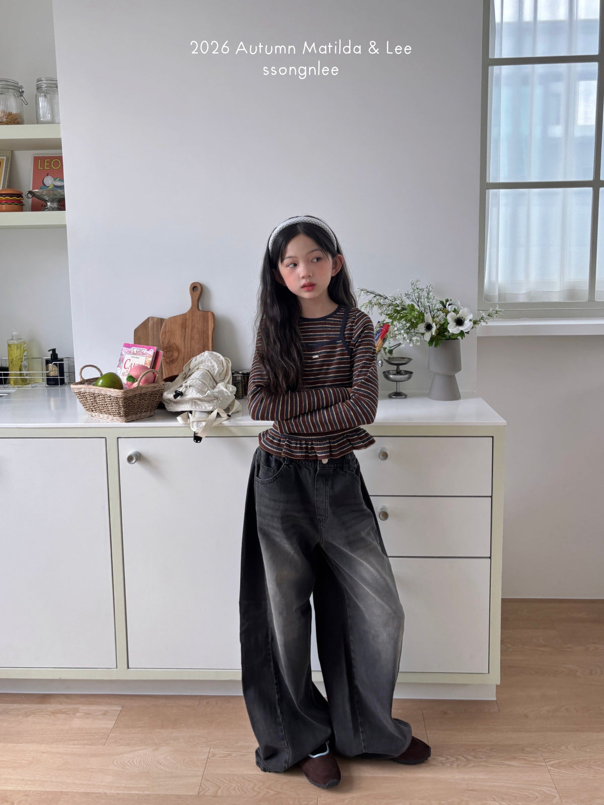 matilda&lee mocha border frll tee (85-165cm)