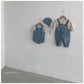 nunubiel patch denim romper&bonnet(3-18m)