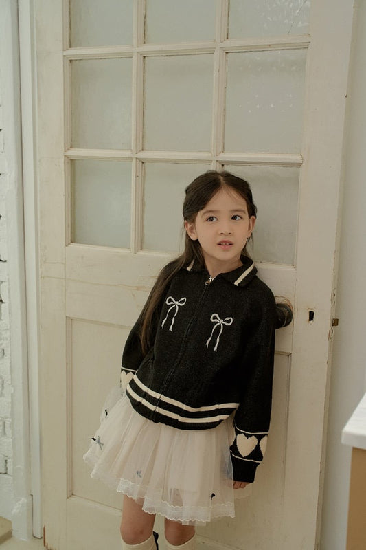 momoann heart knit zip-up (90-140cm)