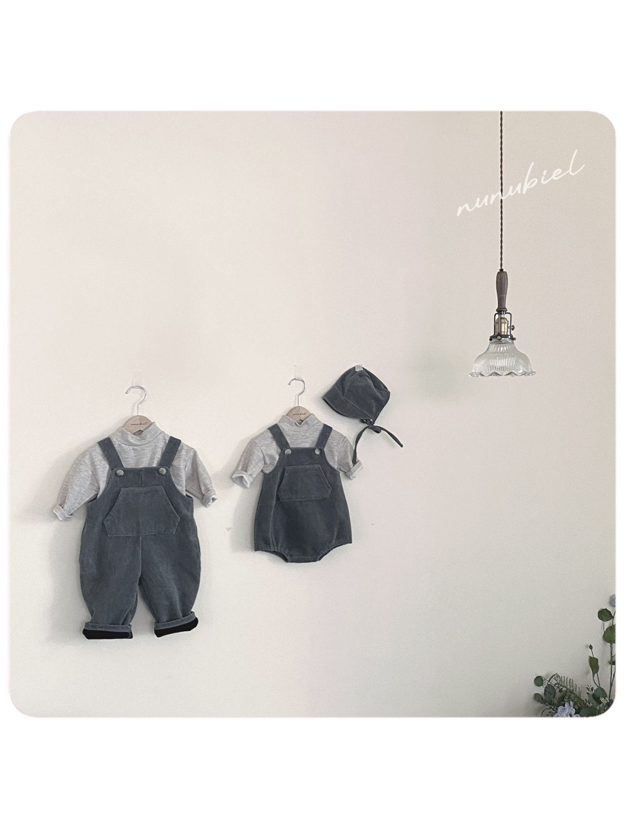 nunubiel corduroy romper&bonnet (3-18m)
