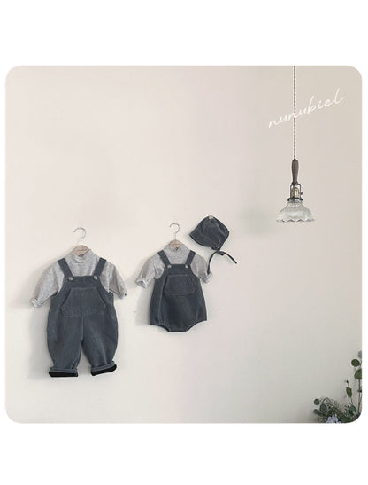 nunubiel corduroy romper&bonnet (3-18m)