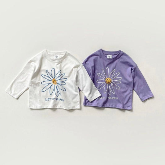 WhitesketchBook flowers smile tee (90–140cm)