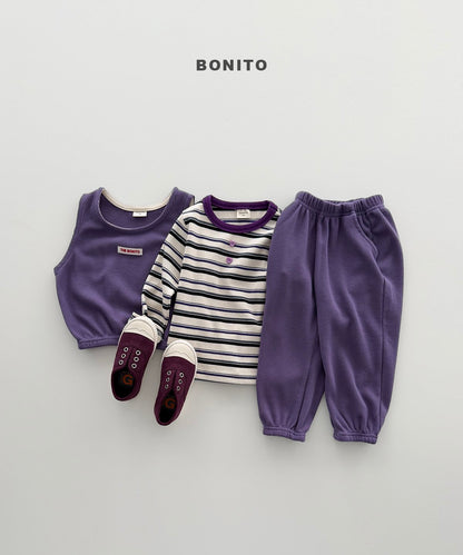 bonito heart button stripe tee (~80-140cm)