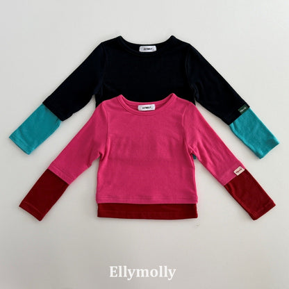 ELLYMOLLY rolling color block t (90-160cm)