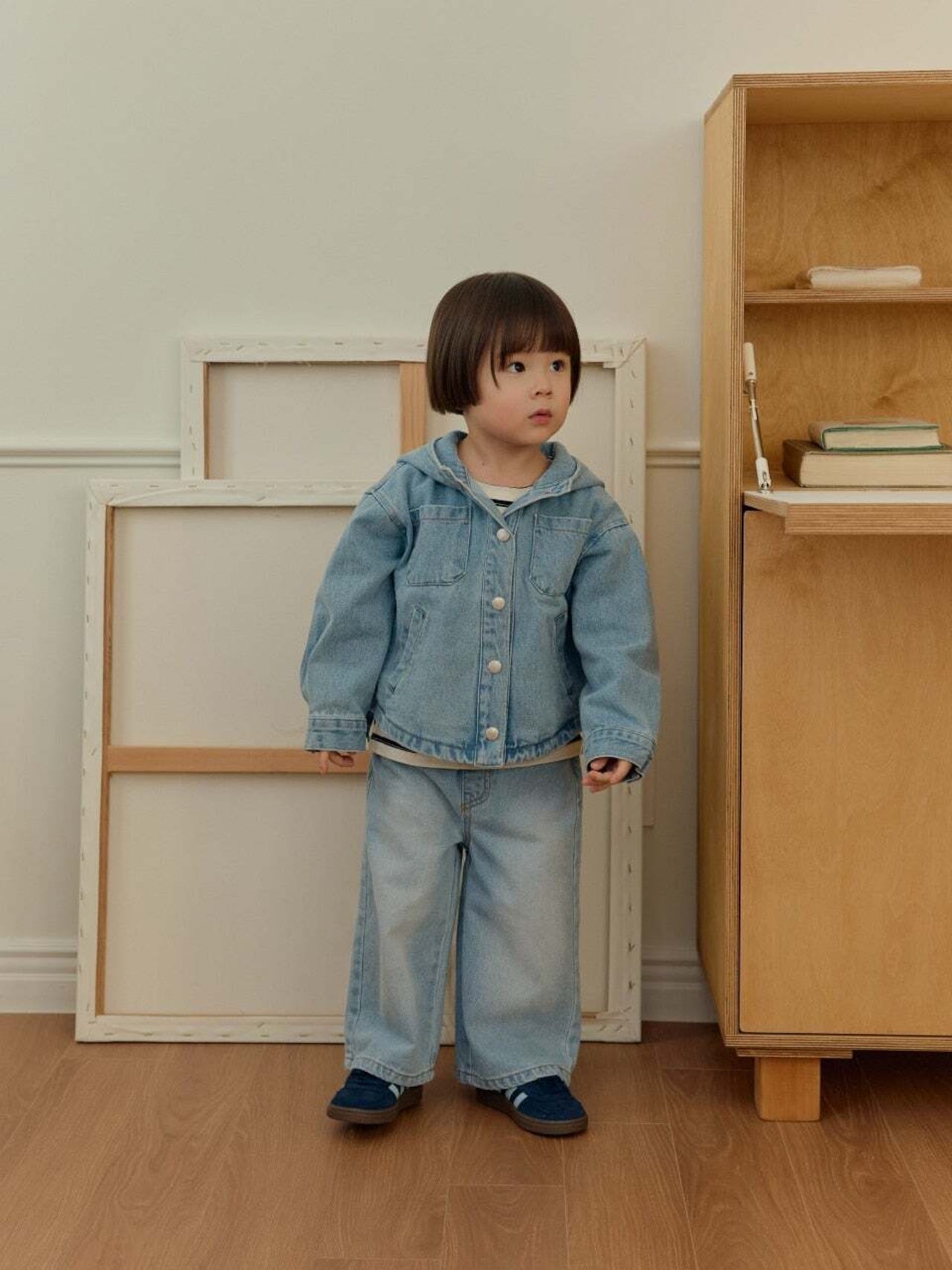 DAILYBEBE hoodie denim jacket (75-145cm)