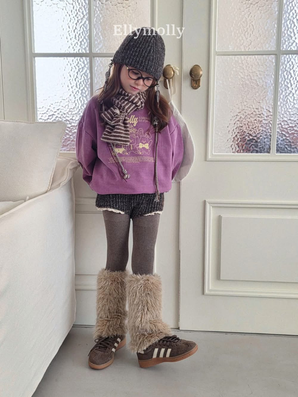 EllyMolly 羊毛針織蕾絲花邊短褲 (90-145cm)