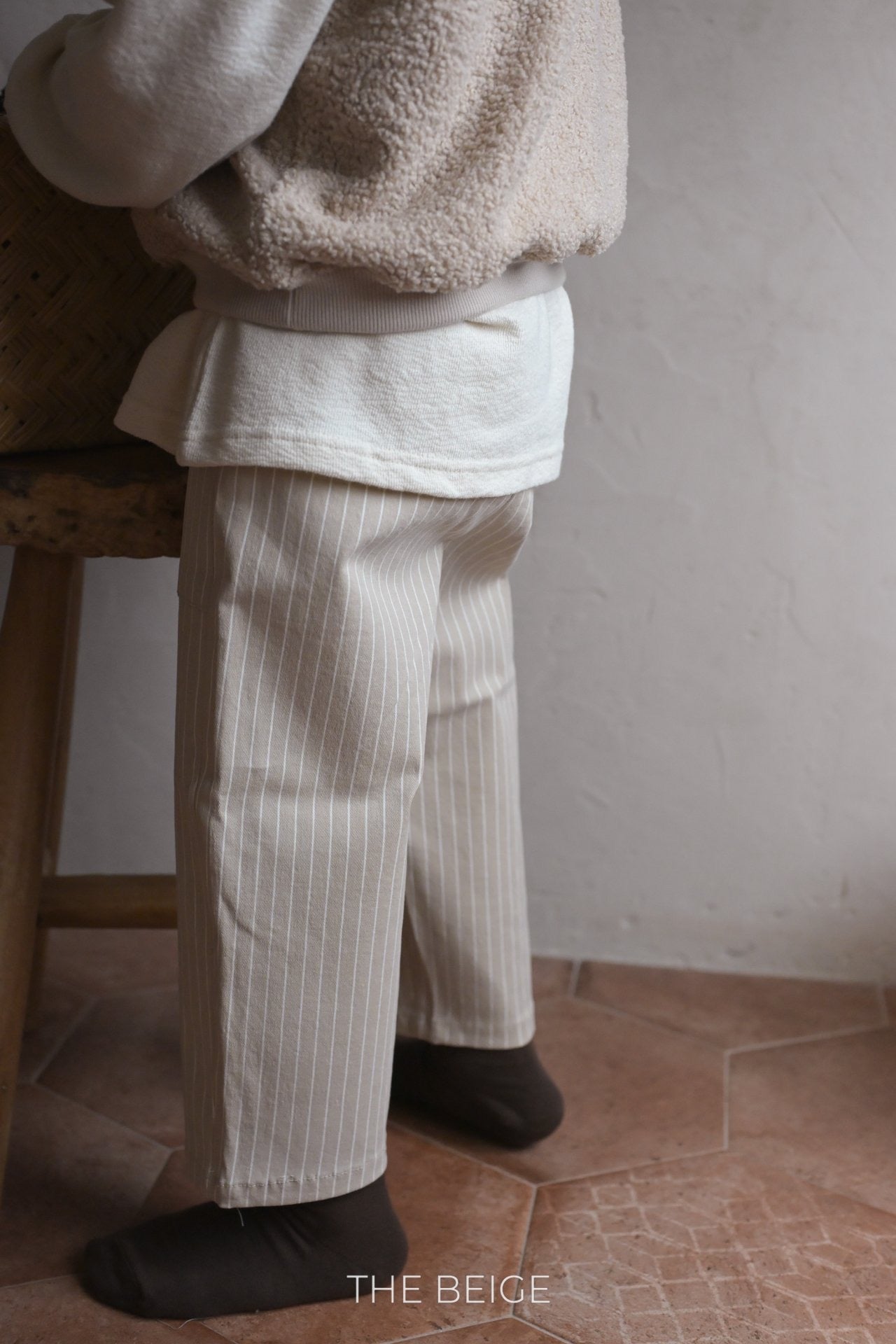 the beige pocket loom pants (80-120cm)