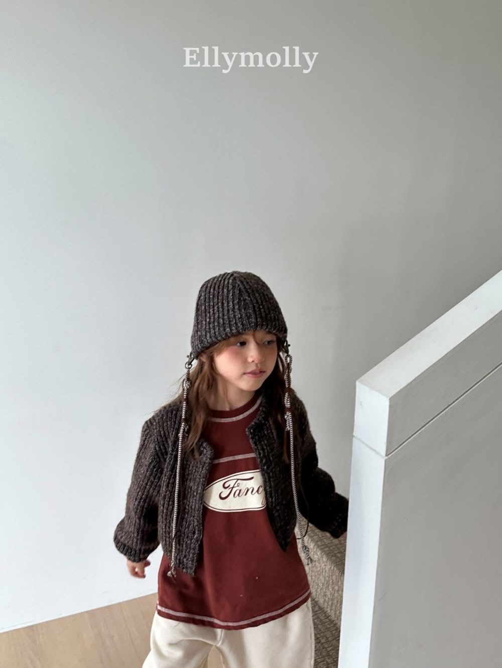 EllyMolly 針織羅狀鈕扣外套 (90-160cm)