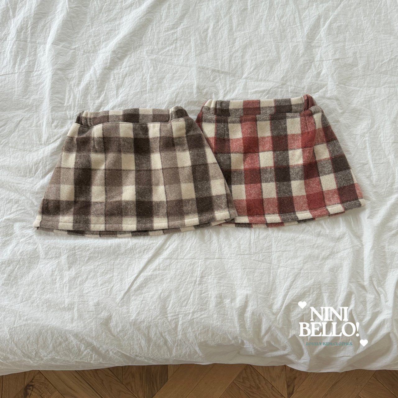 ninibello chocolate check skirt (80-125cm)