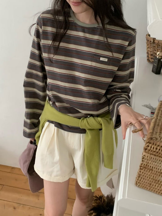 有厚度挺身條紋Tee *共3色