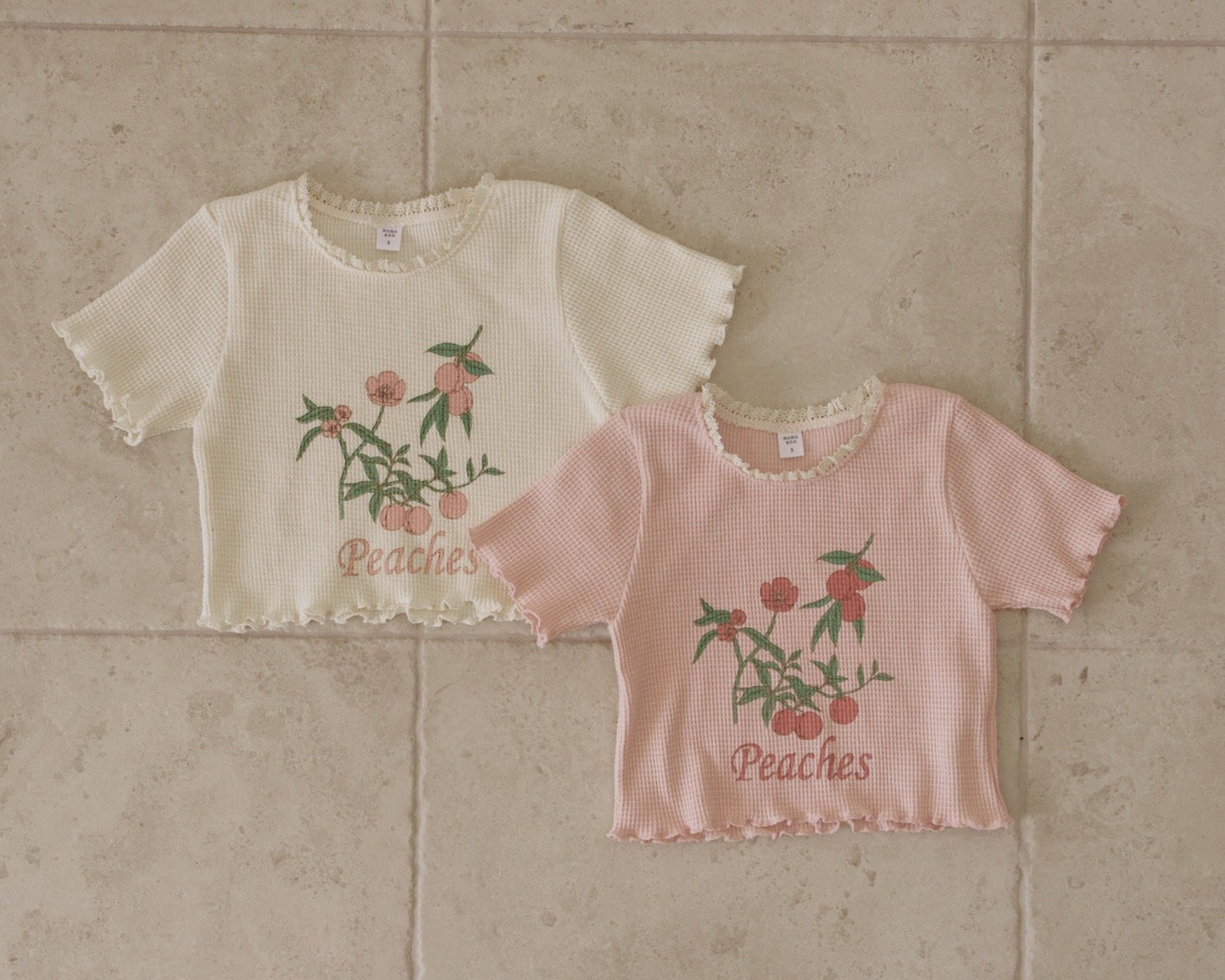momoann peach waffle tee (90-130cm)