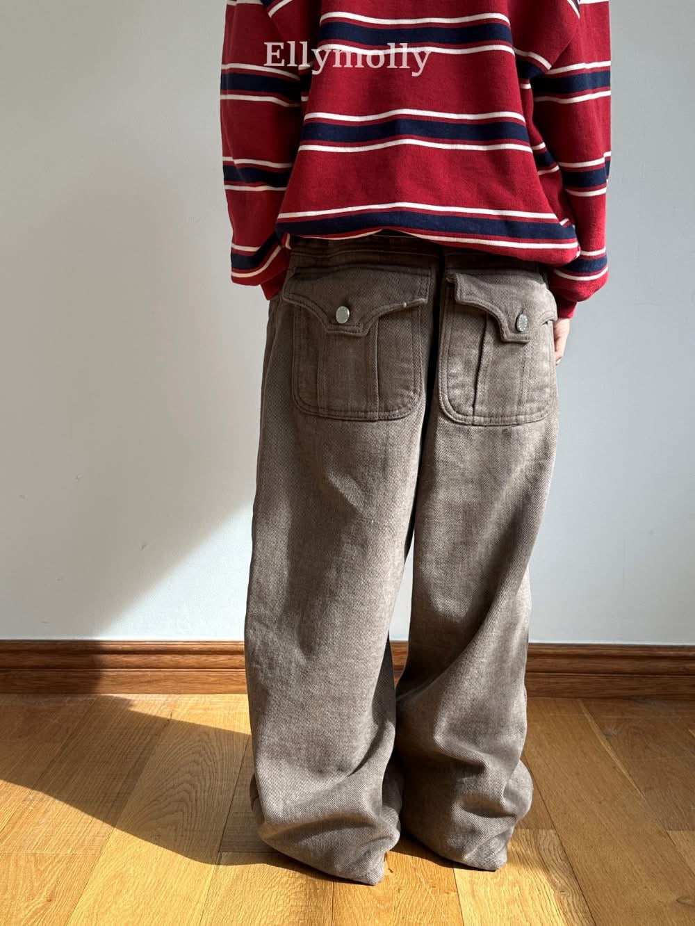 EllyMolly 翻蓋口袋抓絨長褲 (90-160cm)