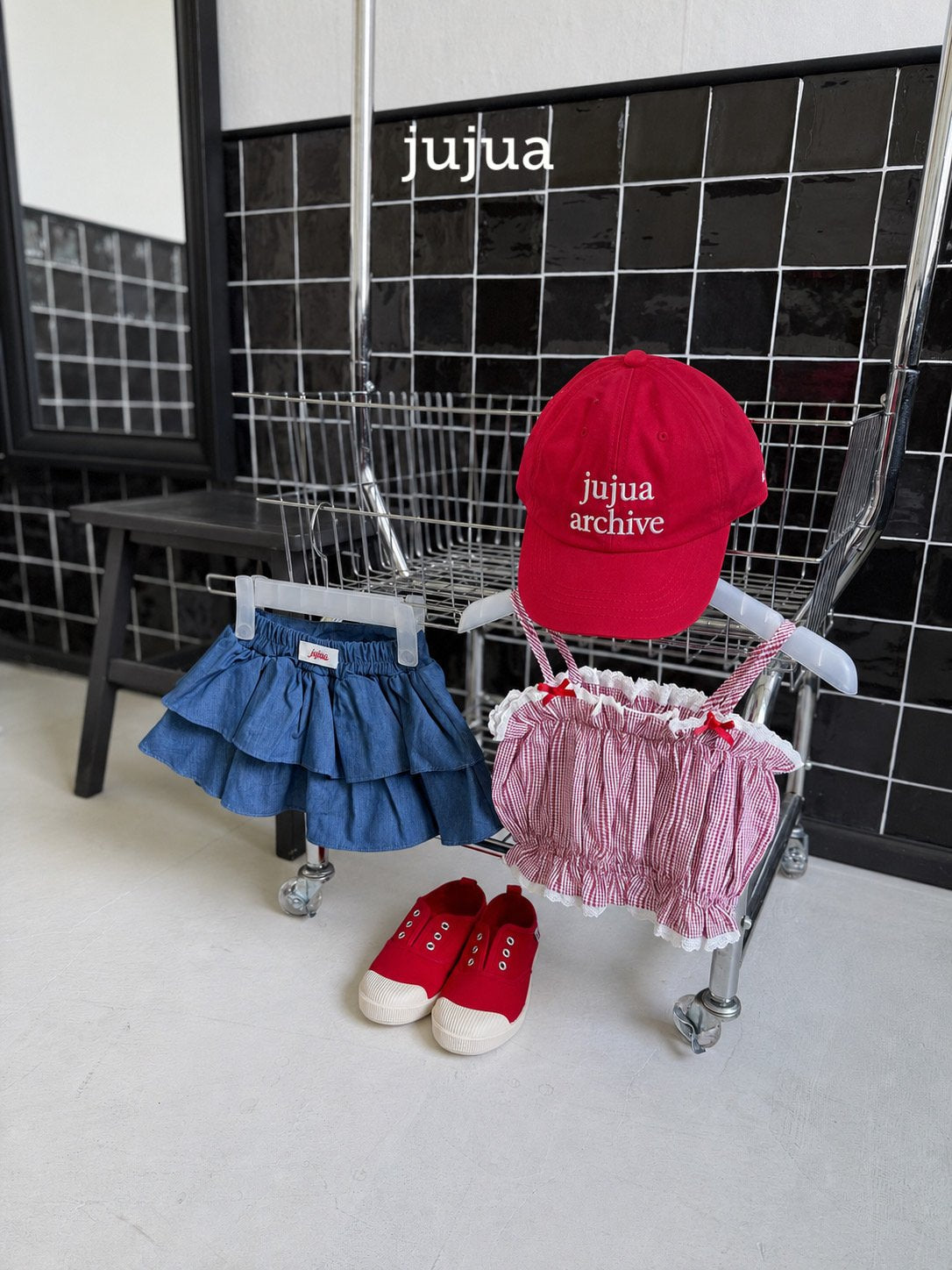 jujua denim tiered skirt (80-120cm)