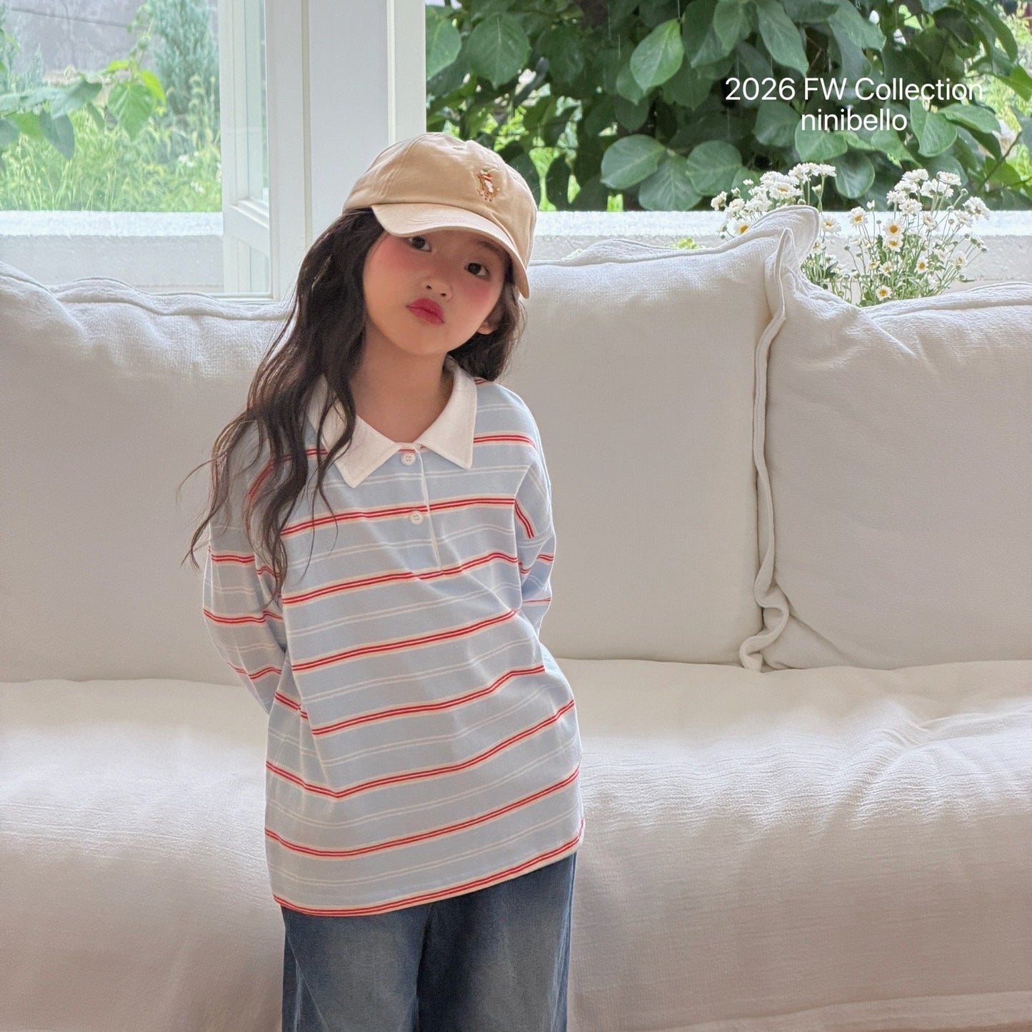 ninibello milkey stripe collar tee (80-130cm)