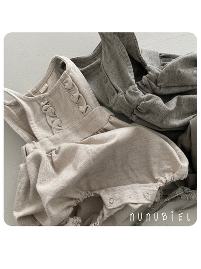 nunubiel twill romper&bonnet (3-18m)