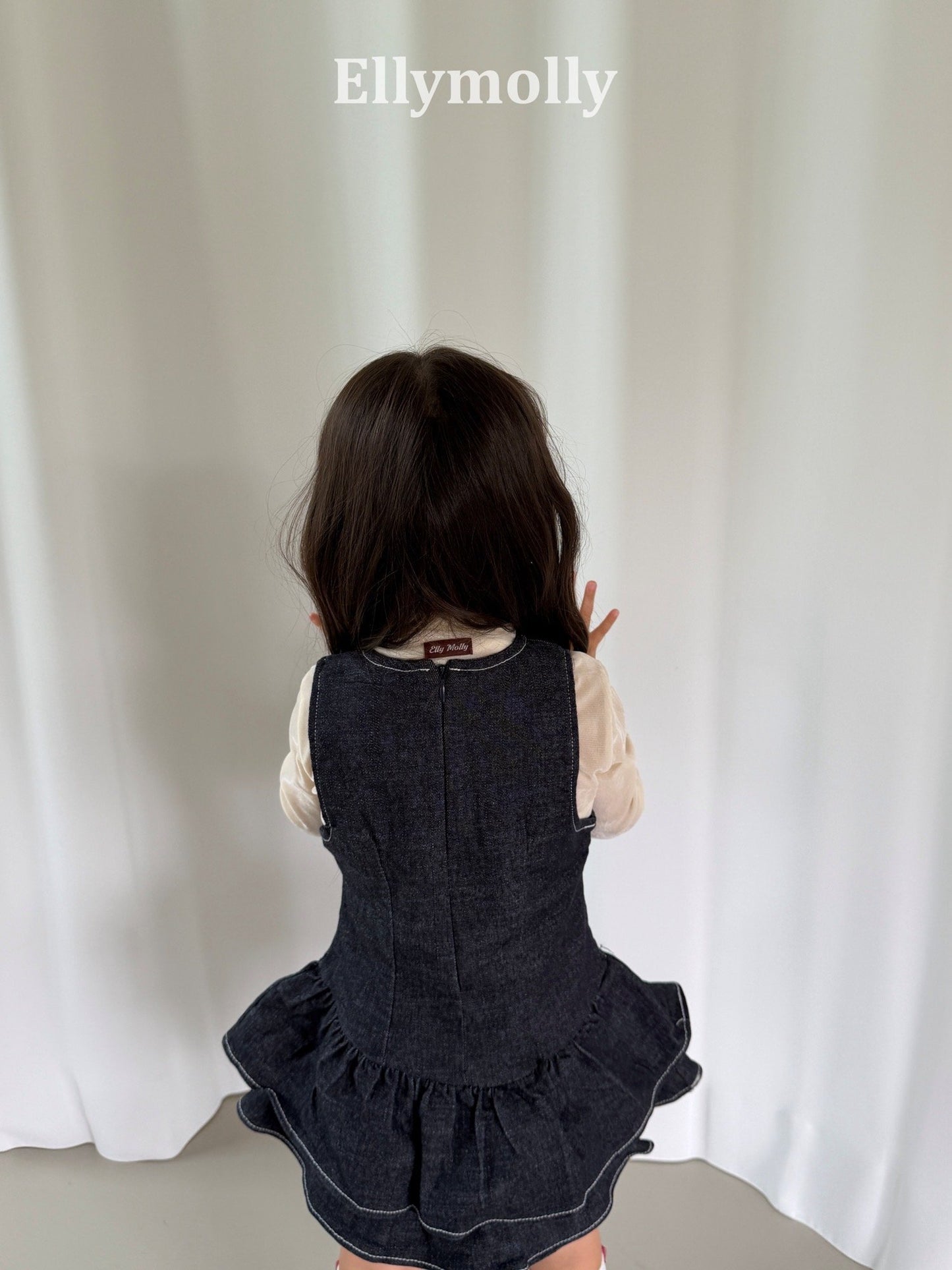 ELLYMOLLY velvet mesh mock turtleneck (90-145cm)