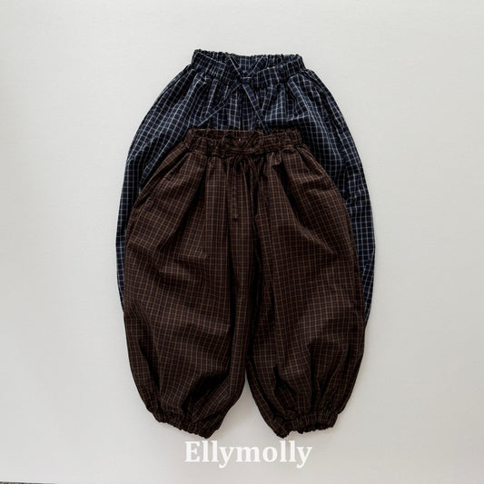 ELLYMOLLY autumn grid balloon pants (90-145cm)