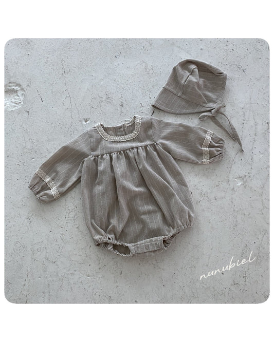 nunubiel lona romper& bonnet (3-18m)