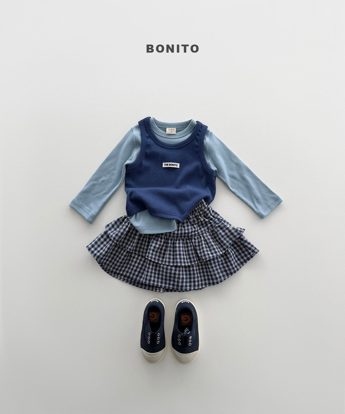 bonito check cancan skirt (~80-140cm)