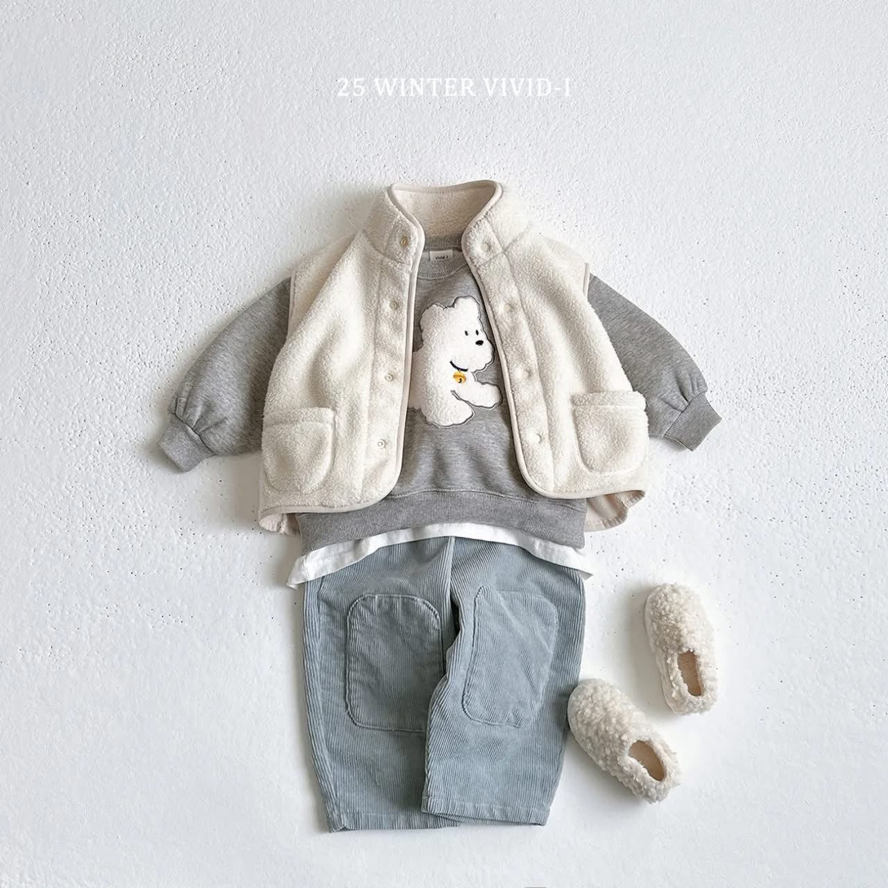 Vivid 燈芯絨補丁直筒長褲 (75-135cm)