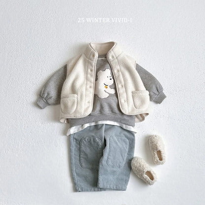 Vivid 燈芯絨補丁直筒長褲 (75-135cm)