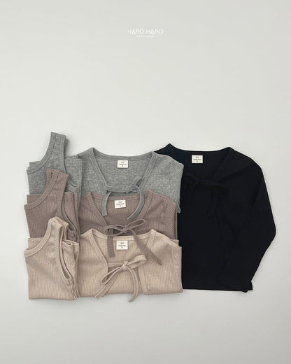 HAROHARO Chocolate Ribbon Cardigan Set (85-140cm)