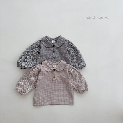mimi market short check blouse (bebe70-85cm)