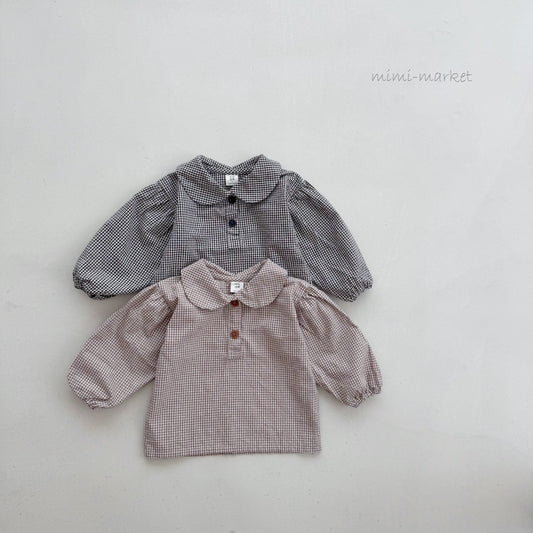 mimi market short check blouse (bebe70-85cm)