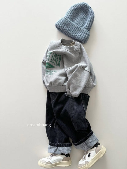 creambbang brushed denim baggy pants (~85-150cm)