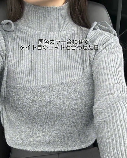 ONE PIECE x 小吊帶外搭 x 手袖 針織三件套SET